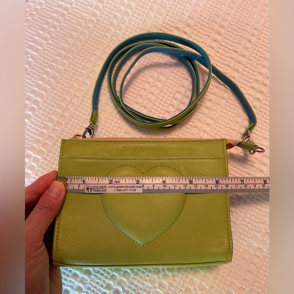 Brighton Puffy Heart Lime Green & Teal Blue Small Pouch Bag Detachable Straps